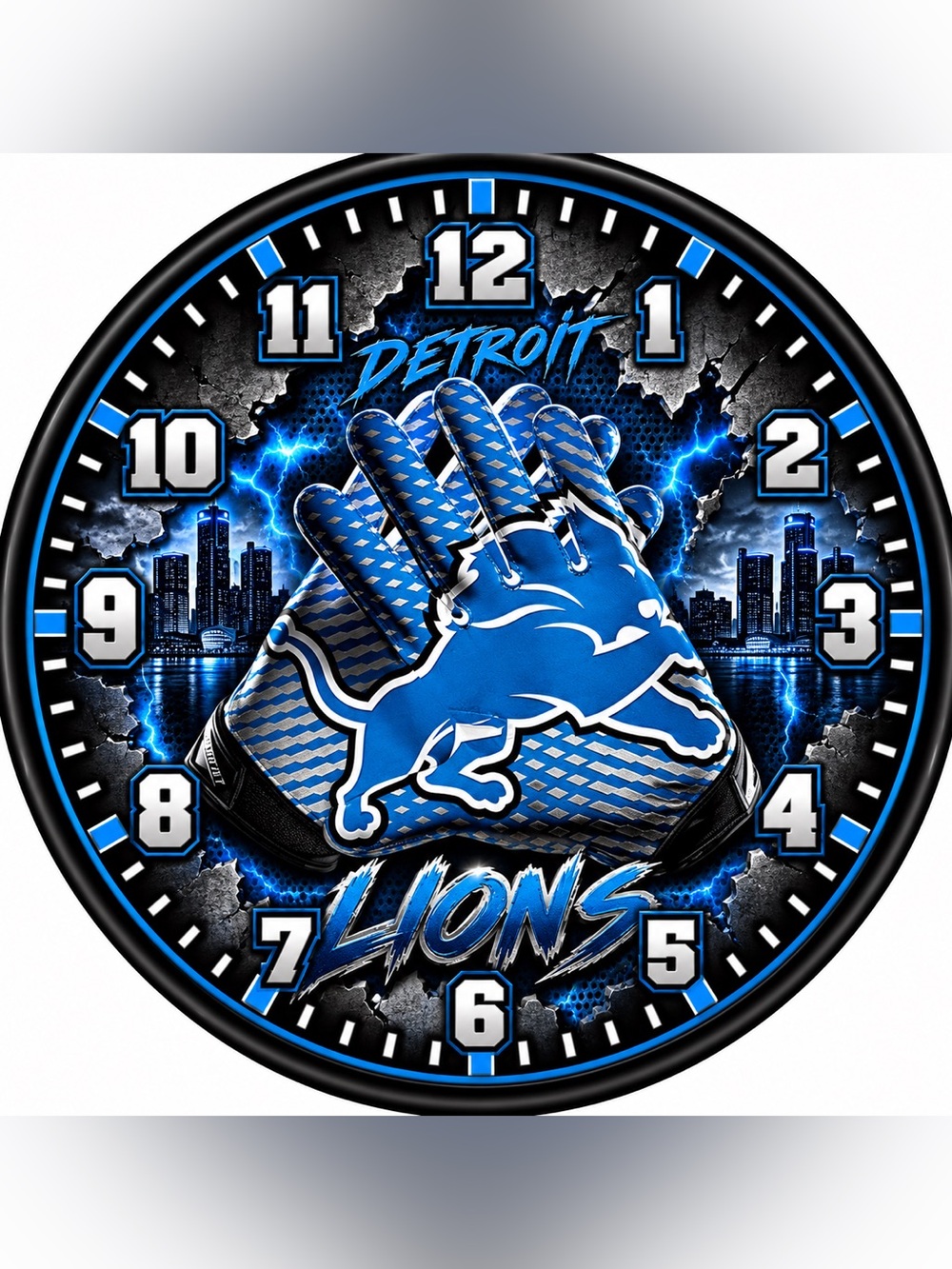 Detroit Lions Wall Clock - Blue Fan Decor